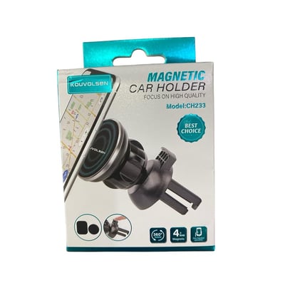 Suport auto universal pentru telefon mobil, prindere prin clema, magnet, negru