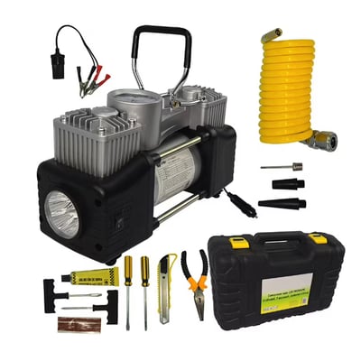 Compresor aer, auto, Lider® Premium, 150 PSI, 70 L/min, 12 V, lanterna, buton On/Off, manometru analog