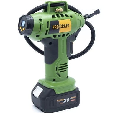 Compresor aer, auto, Procraft LK20, cu acumulator, 18 V, buton On/Off, debit aer 12L/ min, nu contine acumulator si incarcator
