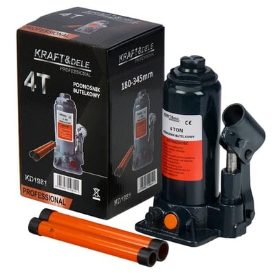 Cric auto hidraulic tip butelie, Kraft&Dele KD1981, 180-345mm, 4 T