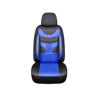 Set Huse Scaune Auto, Universale, 11 Piese, Fata Spate, Textil cu Imitatie Piele, Albastru|Negru