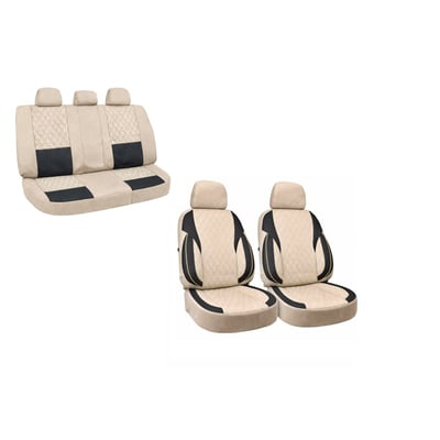 Huse scaune auto universale, fractionate, Premium, fata si spate, standard, bej / negru