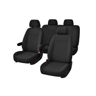 Set huse scaune auto, universale, 9 piese, fata spate, textil, negru, Miromoto®