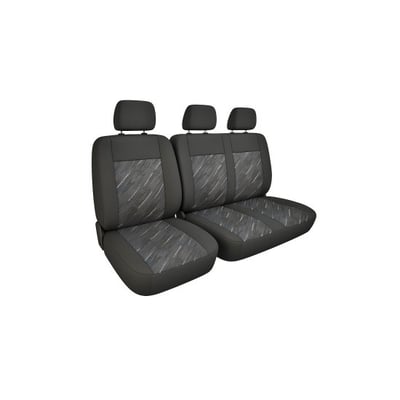 Huse auto universale pentru autoutilitare / dube / van-uri, material textil 2+1 pentru scaun sofer + bancheta stanga, burete 10mm + 5mm, negru 