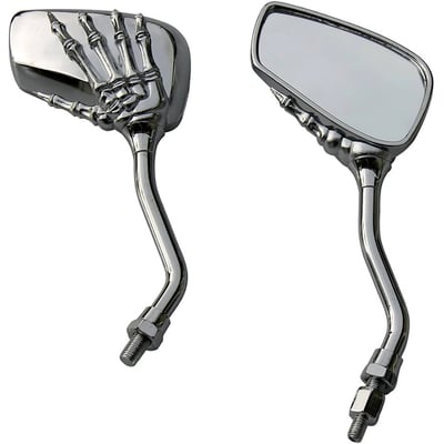 Set oglinzi moto si ATV, filet M8-M10, model retro Chopper mana schelet, culoare crom argintiu