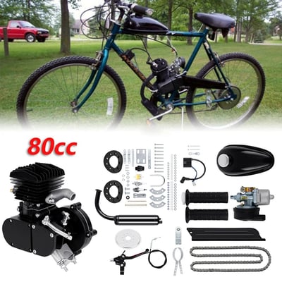Kit motor bicicleta complet 80cc, 2 timpi, negru