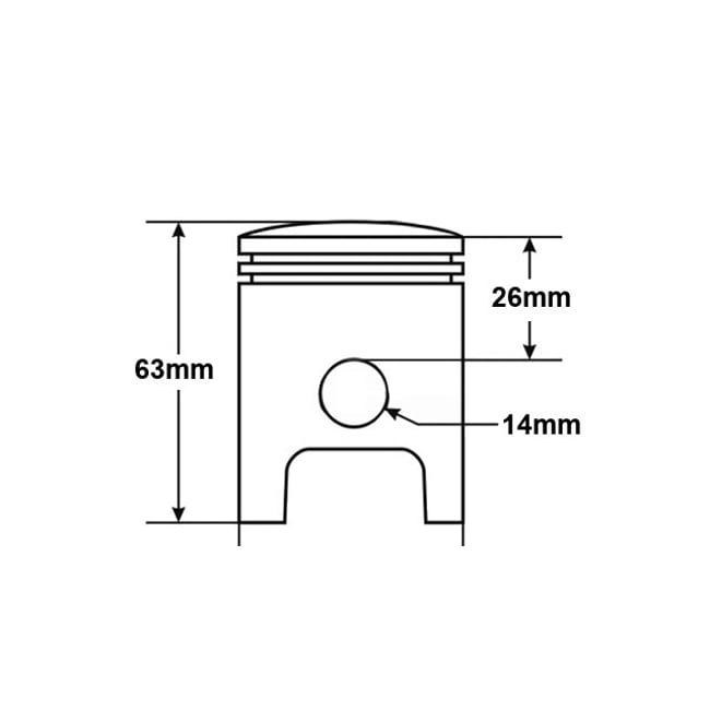 Kit piston Yamaha, Aprilia 100cc 2T, 52 mm, bolt 14 mm