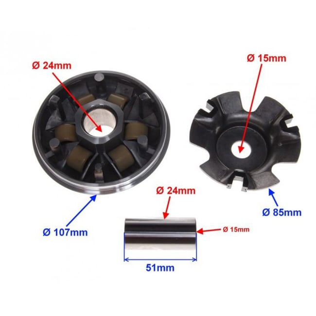 Variator scuter Gy6 125cc-150cc 4 Timpi, model simplu