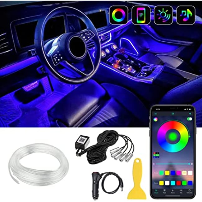 Banda Smart RGB luminoasa pentru interiorul masinii, Lumini controlabile prin aplicatie