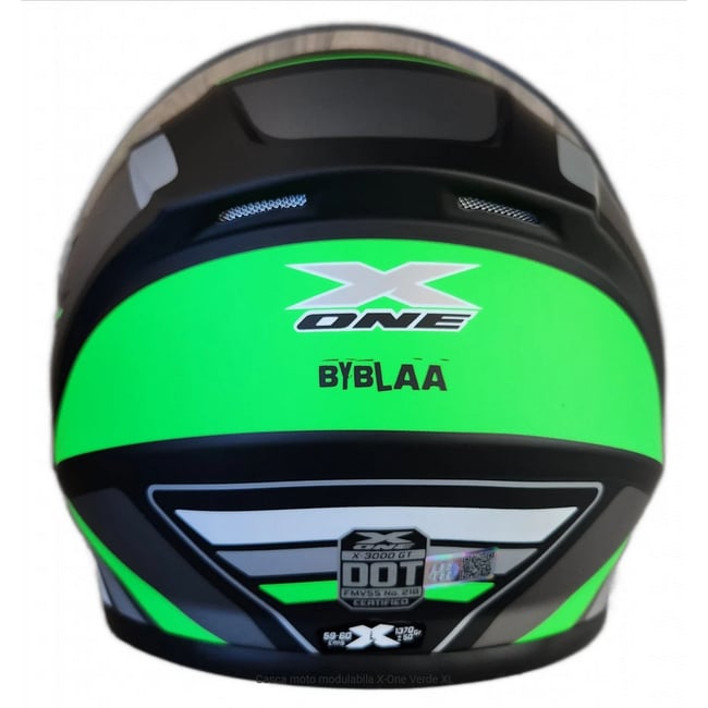 Casca moto flip up X-One cu ochelari de soare, negru / verde