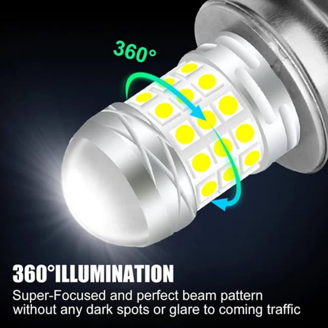 Becuri Auto LED H4 cu Două Faze Cu Lupă - 42 SMD 6000K - 10000LM - Putere 120W