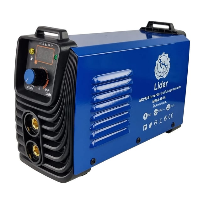 Aparat de sudura tip invertor LIDER MMA450A, 450Ah, cablu electrod 3 metri, afisaj electronic, protectie supraincalzire, ventilator de racire