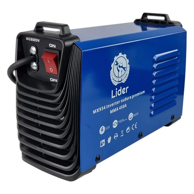 Aparat de sudura tip invertor LIDER MMA450A, 450Ah, cablu electrod 3 metri, afisaj electronic, protectie supraincalzire, ventilator de racire