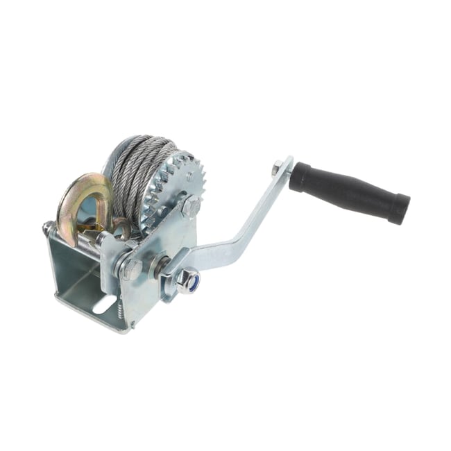 Troliu manual 2500 LBS (1150 Kg) cablu din otel 5 mm x 10m, frana activa cu clichet