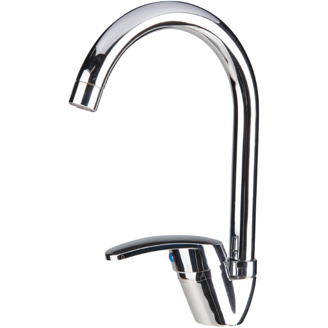 Baterie bucatarie, rotativa, monocomanda, cartus ceramic, cromata, pipa flexibila, racorduri incluse, Evosanitary Aqua