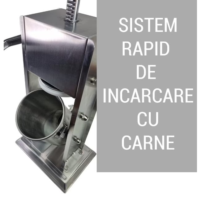 Masina de umplut carnati profesional ML-S7, 7 Kg, mecanic, inox-integral, 6 palnii incluse