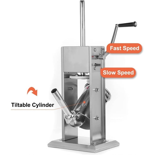 Masina de umplut carnati profesional, Kraft&Dele KD4132, 5 Kg, mecanic, inox-integral, 4 palnii incluse