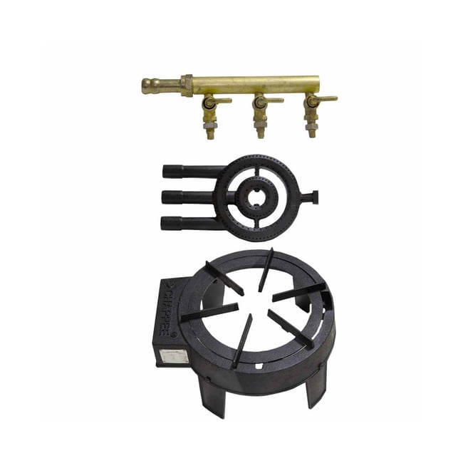 Arzator tip pirostrie exterior din fonta cu 3 robineti (7.7 kW), diametru 300mm, gaz, GPL butelie