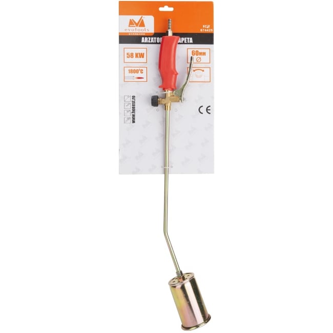 Arzator pe gaz cu clapeta si robinet 500mm