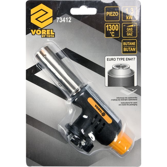 Cap arzator pentru butelie spray gaz, 1300 grade, Vorel 73412, aprindere piezo