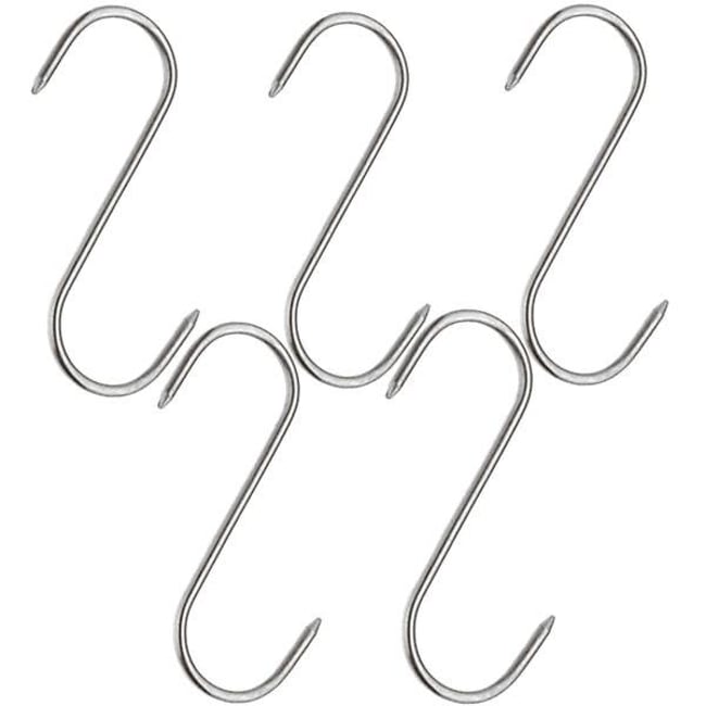 Set 5 carlige din inox pentru carne, lungime 230 mm, grosime 6 mm