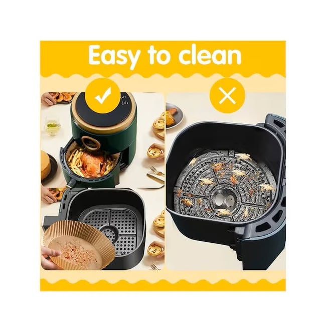 Set 100 hartii de copt sau prajit pentru airfryer, forma rotund, 20 x 4.5 cm