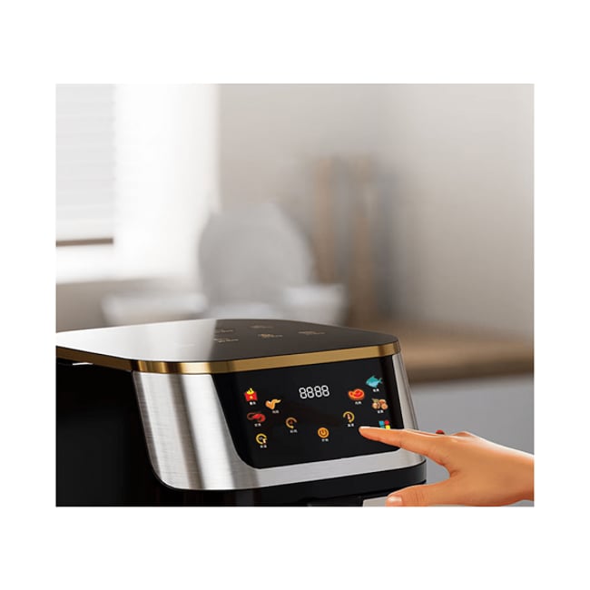 Friteuza cu aer cald, Air Fryer, afisaj digital, Temperatura Reglabila 100-200°C, incalzire dubla, LCD Touch Control, capacitate 10L, 2000W