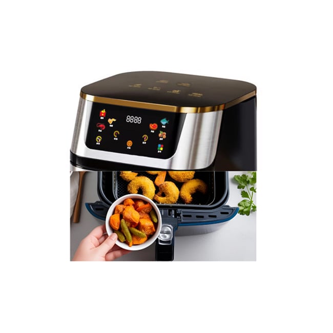 Friteuza cu aer cald, Air Fryer, afisaj digital, Temperatura Reglabila 100-200°C, incalzire dubla, LCD Touch Control, capacitate 10L, 2000W