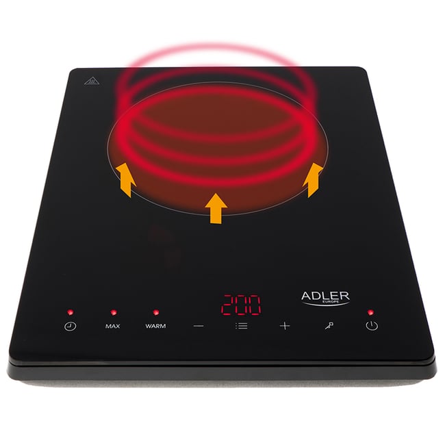 Plita electrica Adler AD6513, cu inductie, 2000w, ecran lcd, functie reincalzire, detectare automata