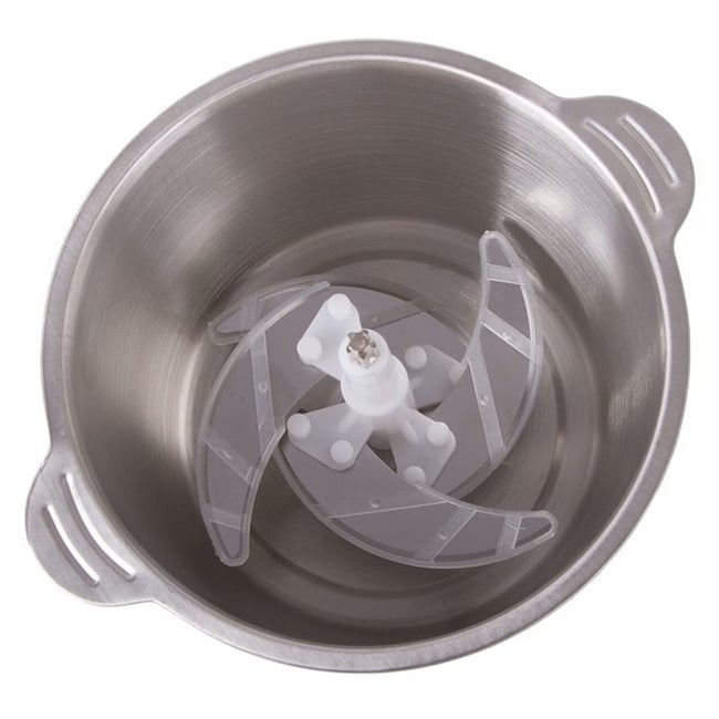 Tocator electric multifunctional, capacitate 2L, pentru carne si legume, 4 lame din otel inoxidabil, recipient din inox, 2 viteze, putere 500W, argintiu