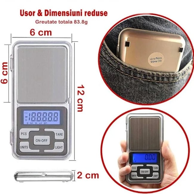 Cantar De Buzunar Pentru Bijuterii 0.1 - 200 G, Bateri Incluse