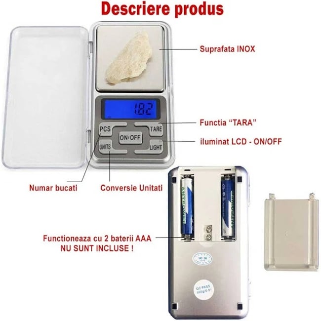 Cantar De Buzunar Pentru Bijuterii 0.1 - 200 G, Bateri Incluse