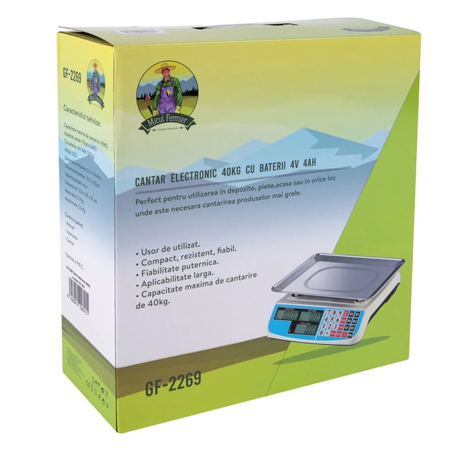 Cantar electronic Micul Fermier GF-2269, 40 Kg, baterie 4V 4Ah reincarcabila