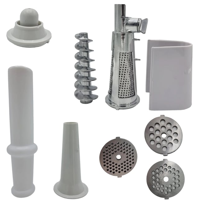 Masina de tocat carne, electrica, Craft-Tec MX976, functie Reverse, 1.6 kg/min, 3500 W, accesoriu carnati si kebbe, accesoriu pentru suc de rosii, negru + argintiu