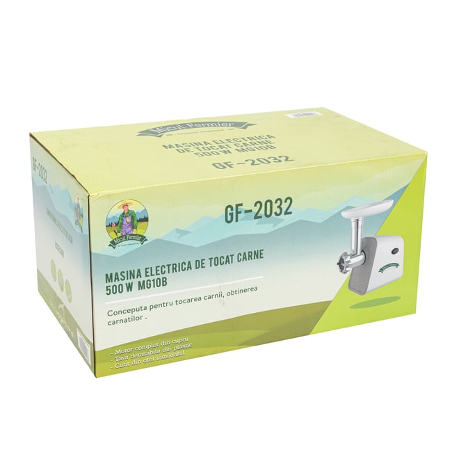 Masina de tocat carne, electrica, Micul Fermier MG10B, functie Reverse, 1.2 kg/min, 500 W, 2 site incluse