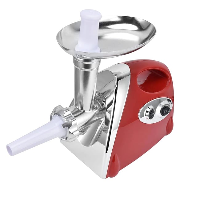 Masina de tocat carne, Ypan, 2500 W, accesorii rosii, carnati, chiftele, 3 site, functia revers, motor cupru, Rosu