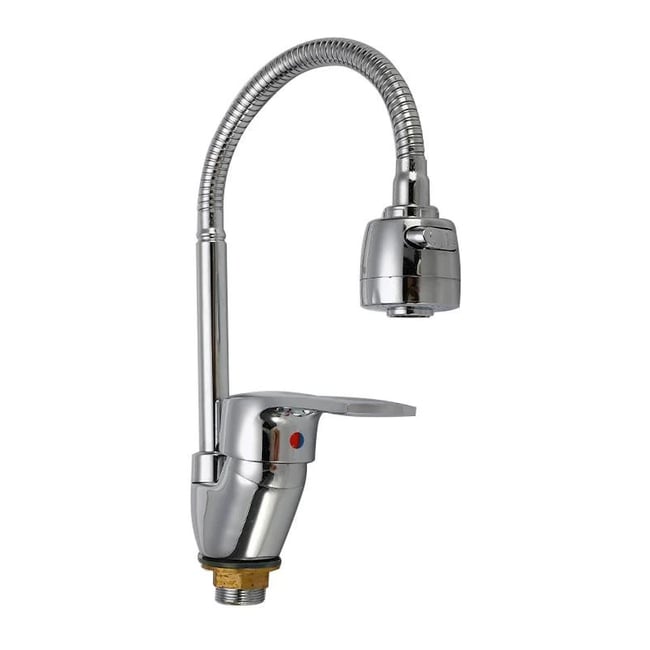 Baterie bucatarie, rotativa, monocomanda, cartus ceramic, cromata, pipa flexibila, dispersor 2 pozitii, racorduri incluse, Armata Hansberg 777 Reflector