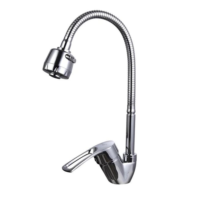 Baterie bucatarie, rotativa, monocomanda, cartus ceramic, cromata, pipa flexibila, dispersor 2 pozitii, racorduri incluse, Armata Hansberg 777 Reflector