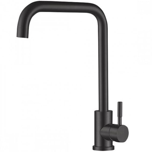 Baterie bucatarie din otel inoxidabil, monocomanda, racorduri incluse, Mixxus, negru
