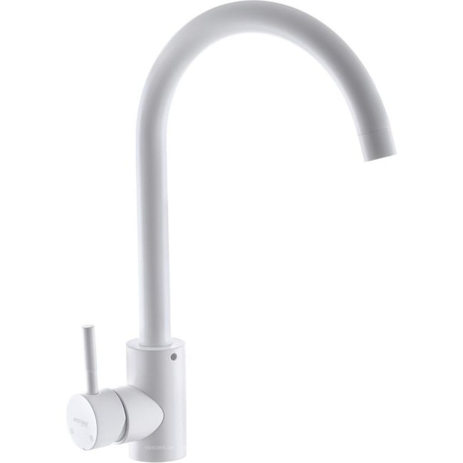 Baterie bucatarie, MIXXUS SUS-011, stativa, monocomanda, alama, granit alb, racorduri incluse