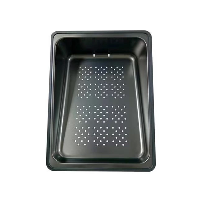 Set chiuveta multifunctionala HAUSBERG HBC-9950NG din otel inoxidabil, baterie dubla, cuva perforata fructe/legume, cuva universala cu dop scurgere, tocator, 750x460x220 mm, accesorii incluse, Negru