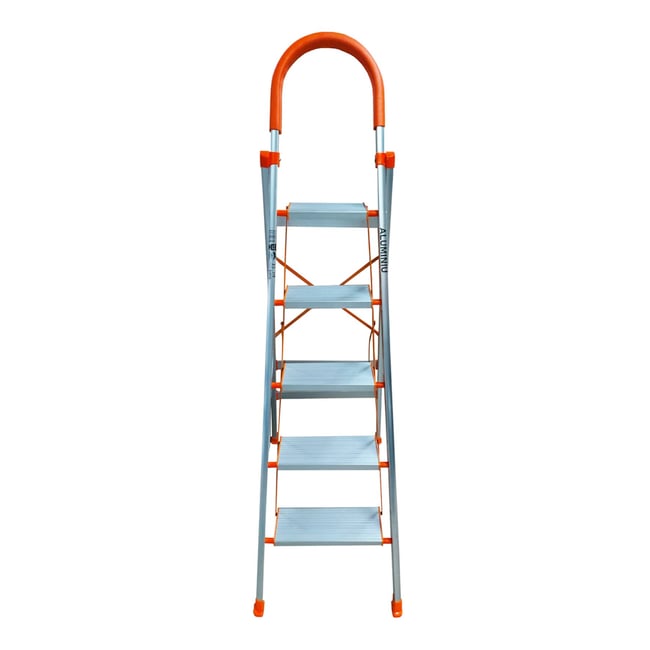 Scara pliabila cu 5 trepte, 4 trepte + 1 platforma, aluminiu, Feather Light, 125 kg