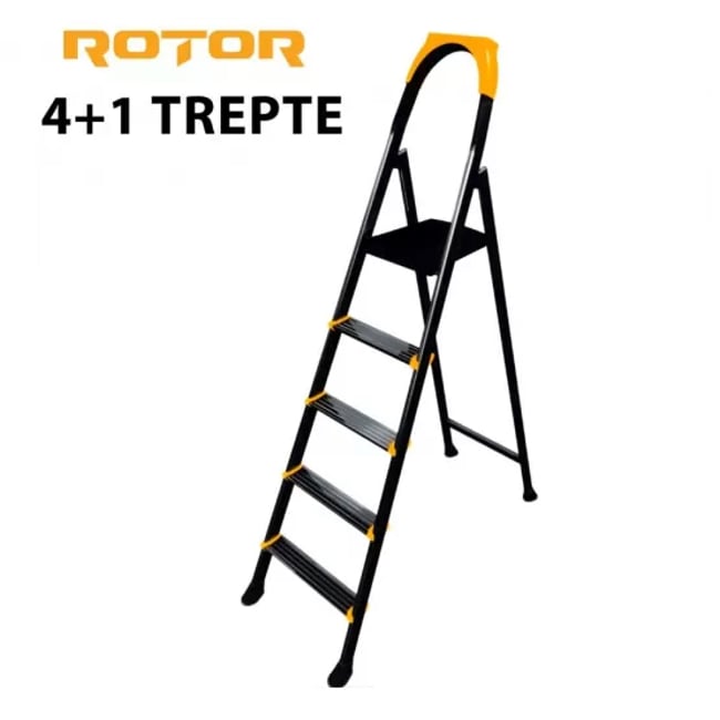 Scara metalica vopsita, 4 trepte + platforma cu sistem antialunecare, Rotor