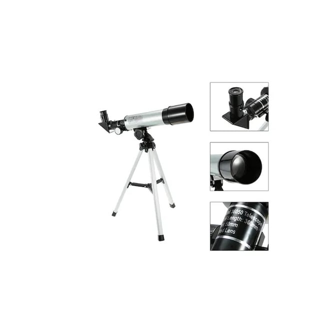 Telescop astronomic profesional, cu trepied din aluminiu, distanta focala 360mm si prisme De 90°, argintiu