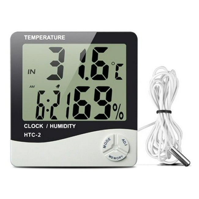 Termometru cu afisaj digital, ceas si senzor de exterior - HTC-2