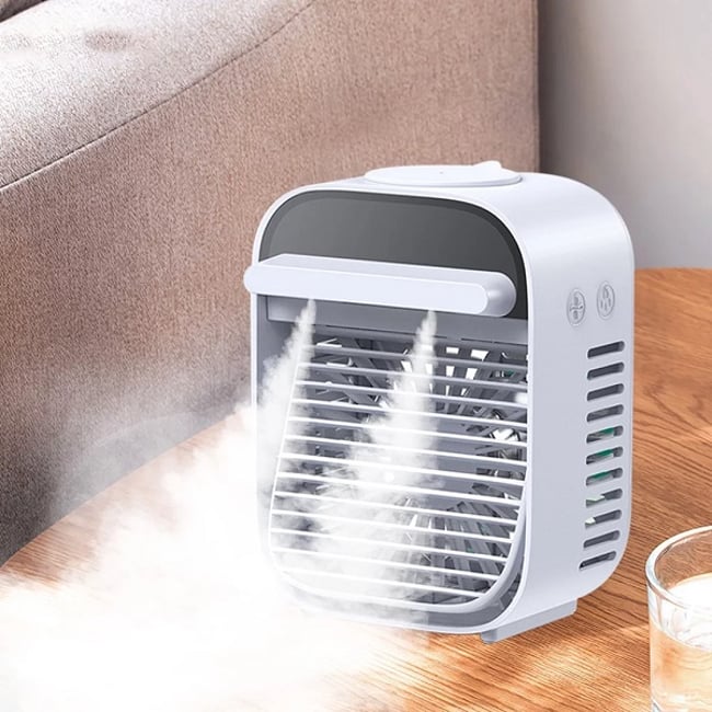 Ventilator portabil, ac cooler, 3 trepte viteza, 7.5W, umidificare, rezervor 180ml