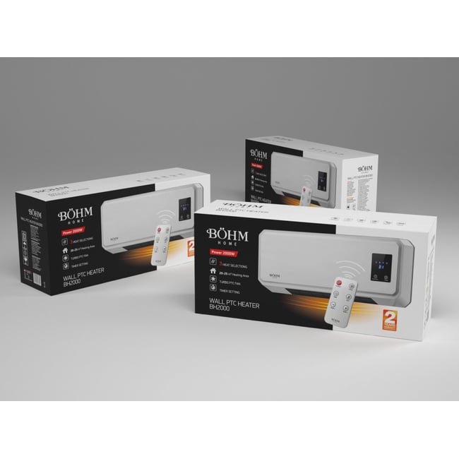 Aeroterma de perete BH2000 BÖHM, 1000/2000W, Timer 1-12 H, suprafata de incalzire 20-25 m²