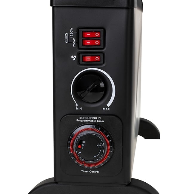 Convector Electric Mesko Ms 7741B, 2000 W, 3 Nivele de Putere, Termostat Reglabil, Negru