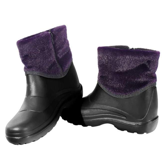 Cizme din pvc impermeabile, antiderapante, captuseala sintetica, mov/negru, dama