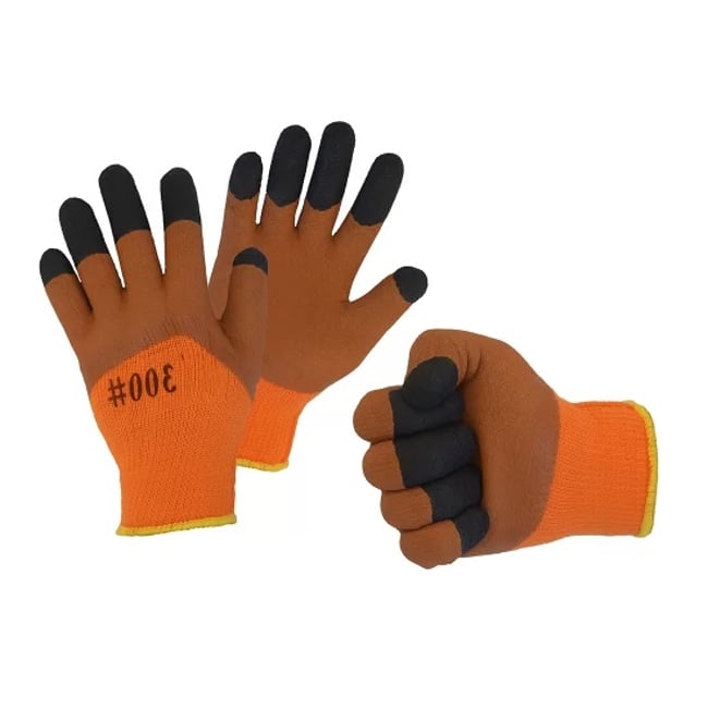 Manusi groase de iarna, protectia muncii, pentru temperaturi joase sau frig, maro cu degete negre, marimea 10